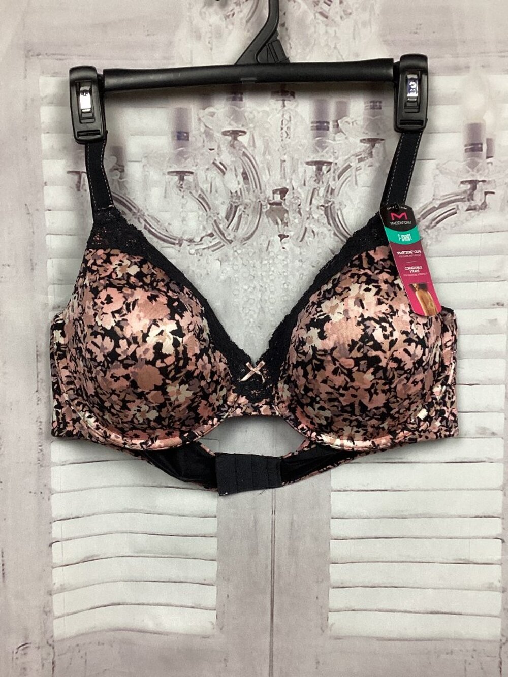 Maidenform T-shirt Bra Pink Black Floral NWT 40D